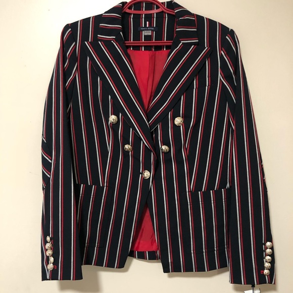Tommy Hilfiger Pinstripe Navy Blue Jacket Blazer - Picture 1 of 7